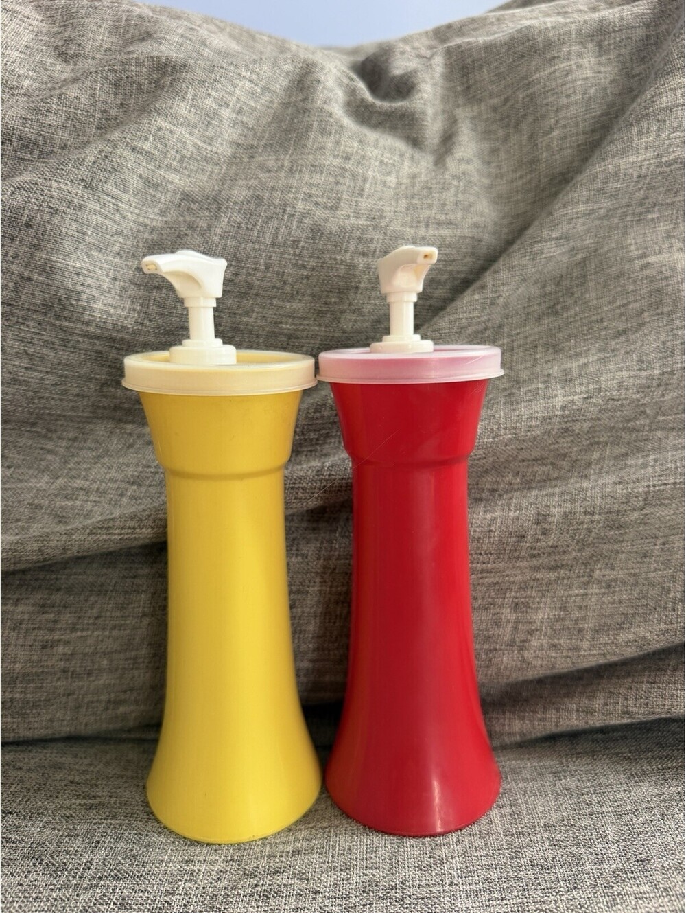 Vintage Tupperware Ketchup and Mustard Dispenser Pumps Camping Picnic